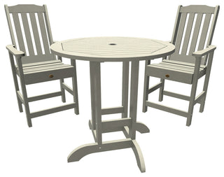 Springville 3-Piece Round Dining Set, Weathered Acorn, Harbor Gray