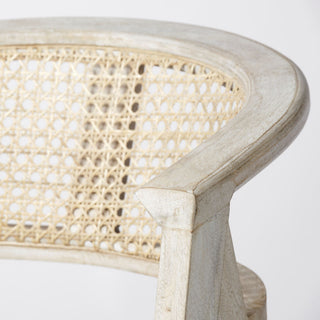 Tabitha Beige Fabric with Rattan Seat and Blonde Solid Wood Frame Bar Stool