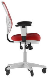 Nicholas Mid-Back Multifunction Ergonomic Office Chair-Red Mesh/White Frame