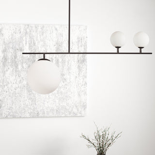 Matte Black Contemporary Pendant With White Glass