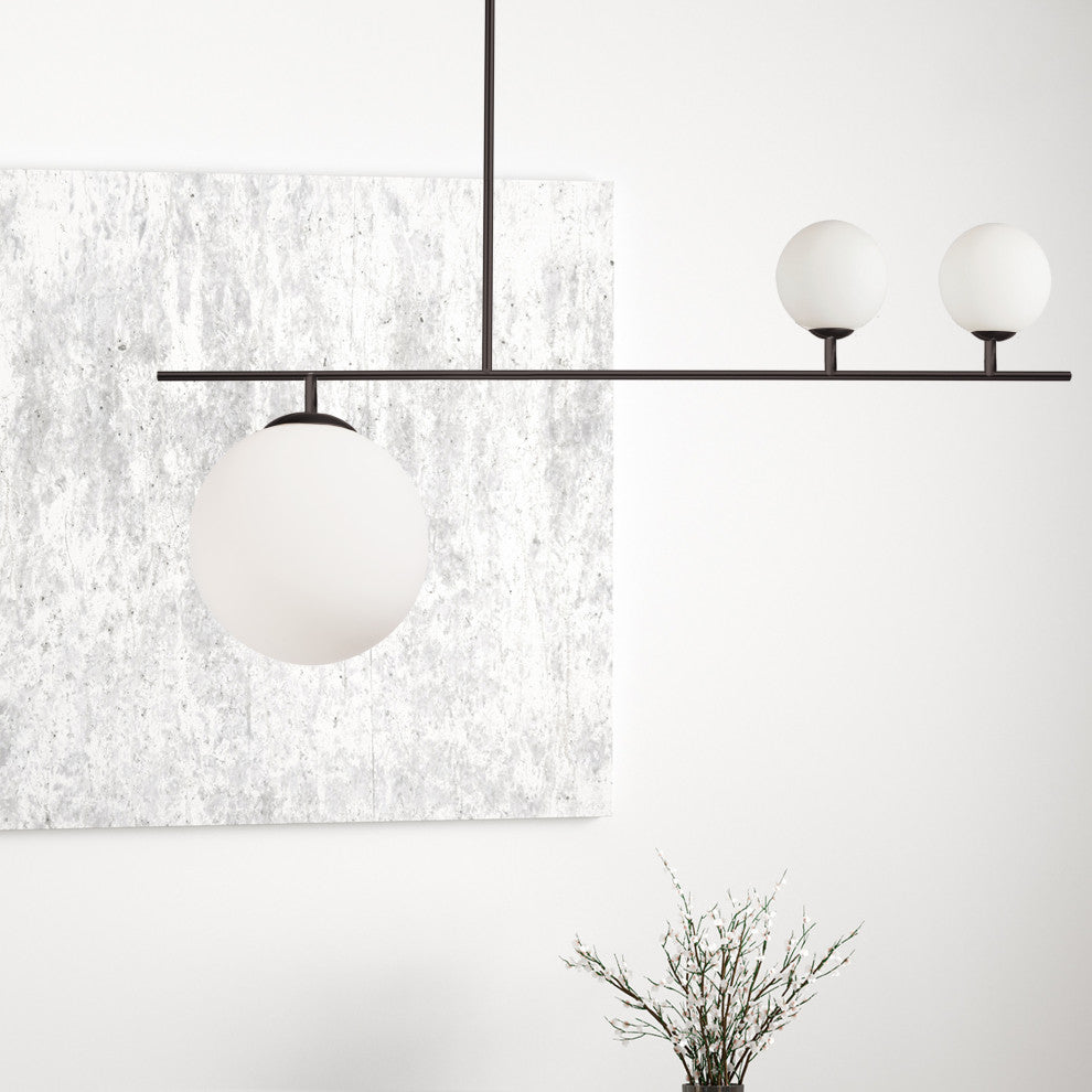 Matte Black Contemporary Pendant With White Glass