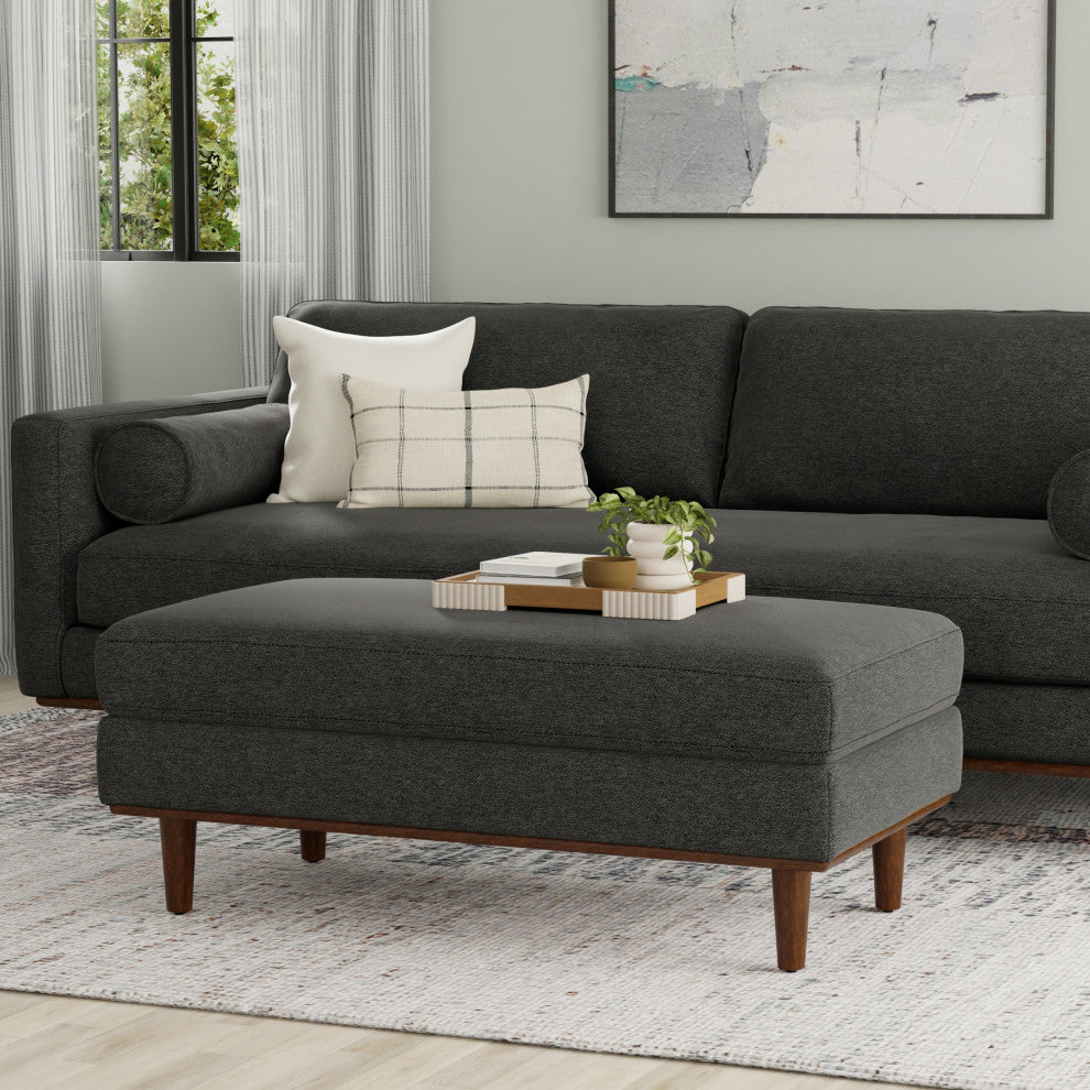 Morrison Large Rectangular Ottoman, Charcoal Grey, 49"
