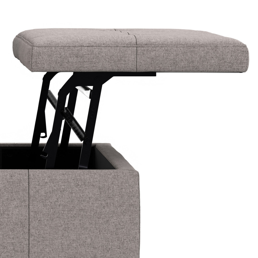 Dover Lift Top Coffee Table Storage Ottoman, Cloud Grey