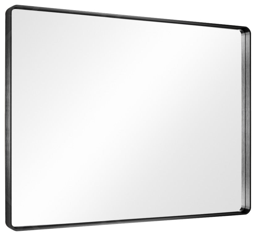 Metal Frame Decorative Rectangular Wall Mount Mirror, Sliver, 48"x36"