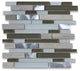 Glass Mosaic Tile Ash Brown White Grey Wood Grain Marble Aluminum, 1 sheet