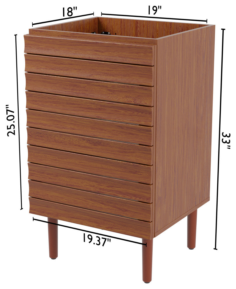 20" Slat Modern 2-Shelf Bath Vanity Cabinet Only (Sink Basin not Included)
