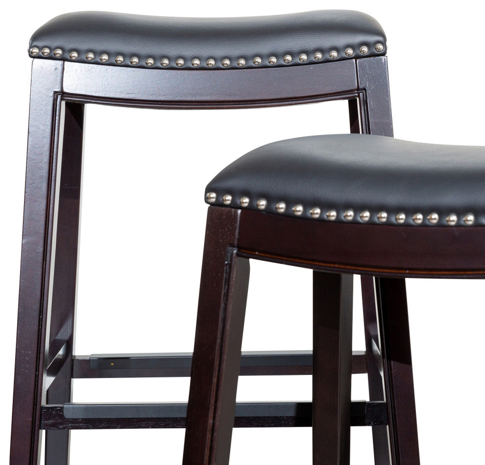 DTY Indoor Living Durango Bonded Leather Saddle Stool, Espresso Finish, 24"
