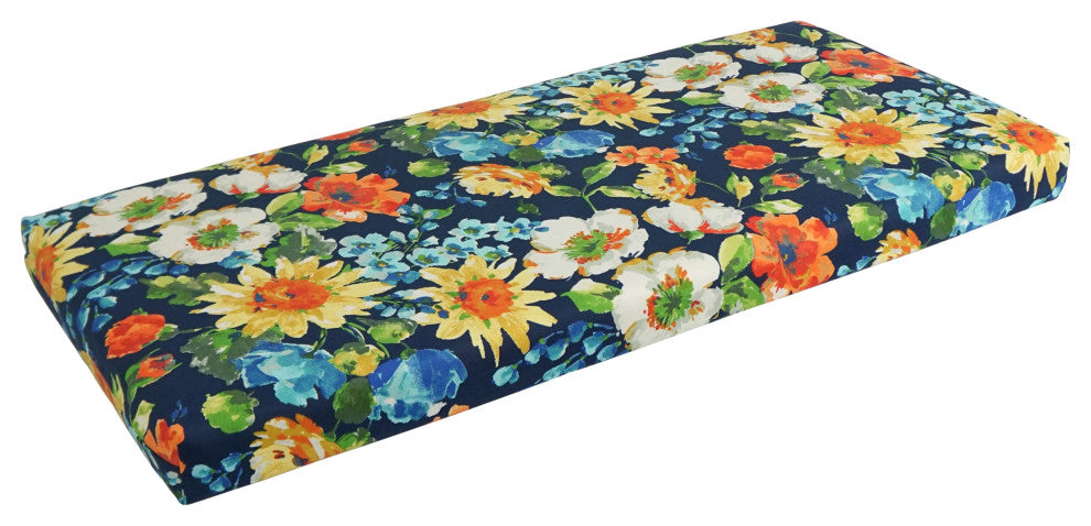 40"X19" Patterned Outdoor Polyester Loveseat Cushion, Alfinia Fresco Caspian
