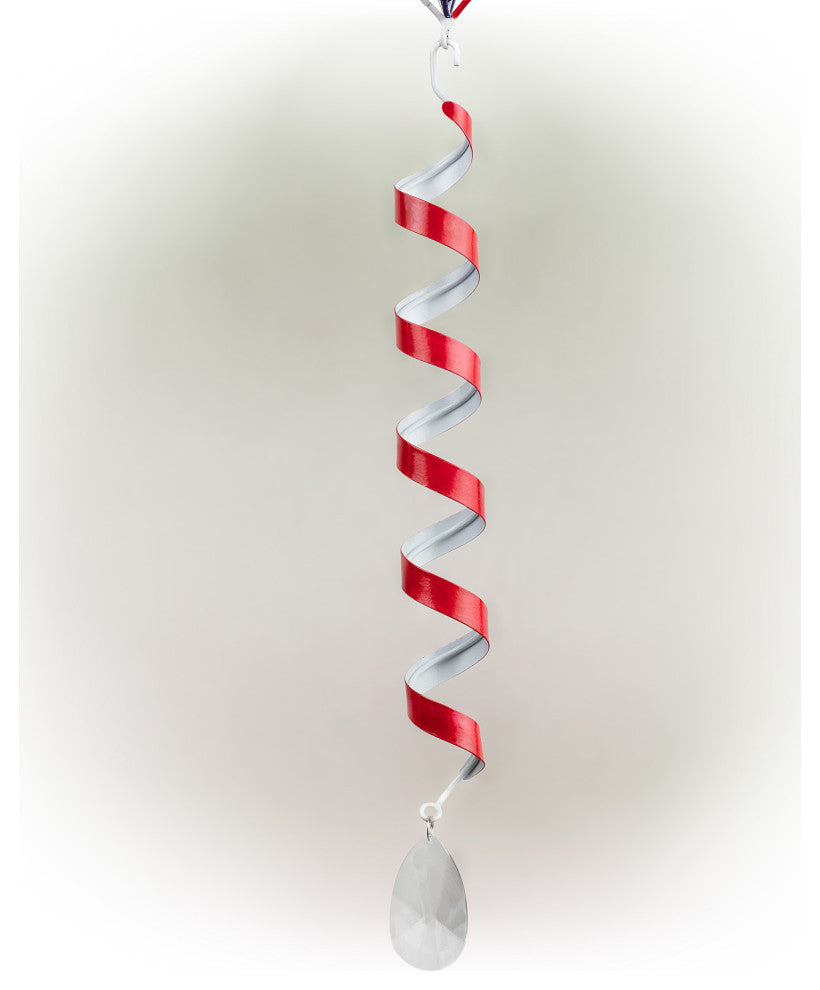 Garden Swirl With Shepherd Hook, Red and Blue, 38"
