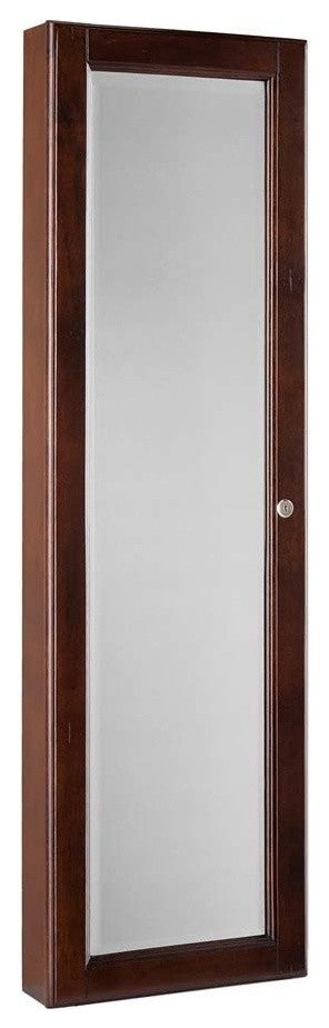 Sophia Wall-Mount Jewelry Mirror, Warm Brown Walnut