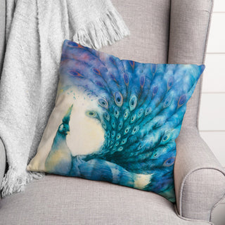 Watercolor Peacock 3 20x20 Spun Poly Pillow