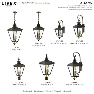 4 Light Bronze Outdoor Extra Large Post Top Lantern, Antique Brass