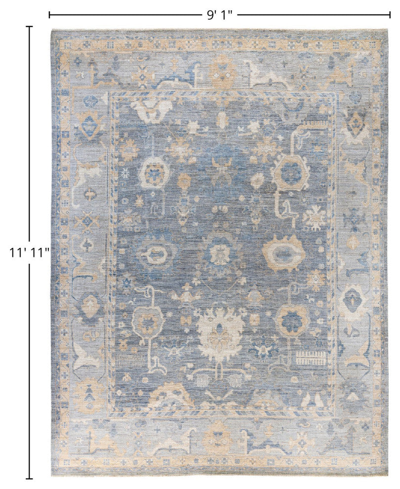 Oushak One-of-a-Kind Hand-Knotted Area Rug Gray, 9'1" x 11'11"