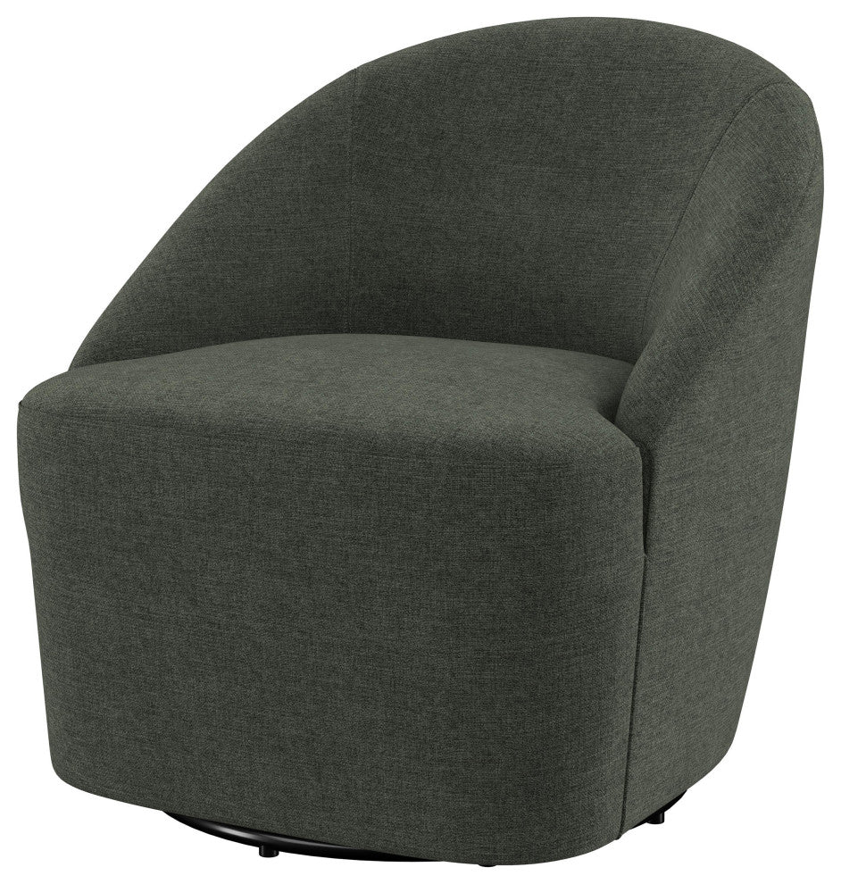 Leon Upholstered Barrel Accent Swivel Chair Hunter Green