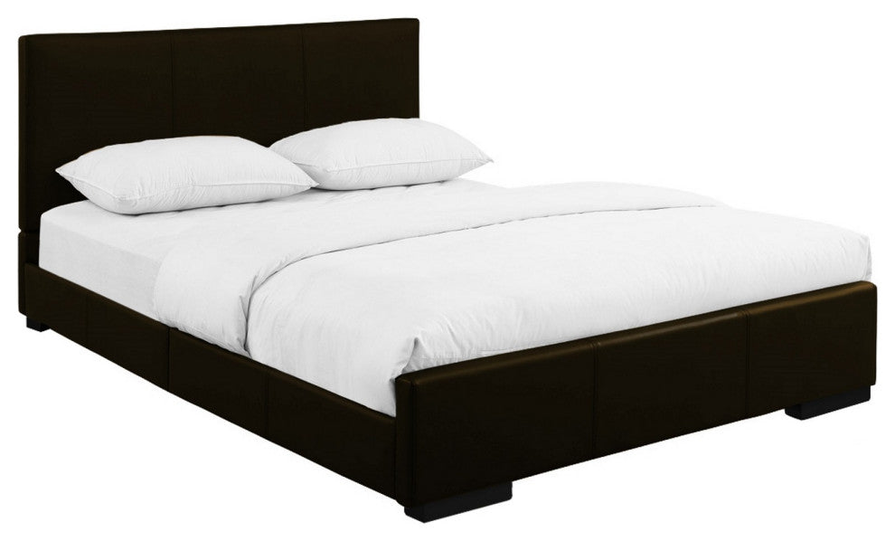Brown Upholstered Twin Platform Bed