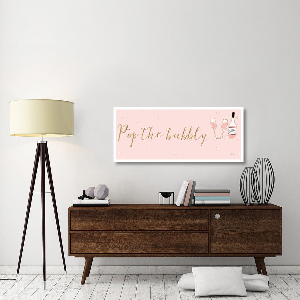 "Underlined Bubbly III Pink" Digital Paper Print by Veronique Charron, 52"x22"