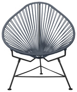 Junior Indoor/Outdoor Handmade Acapulco Chair, Gray Weave, Black Frame