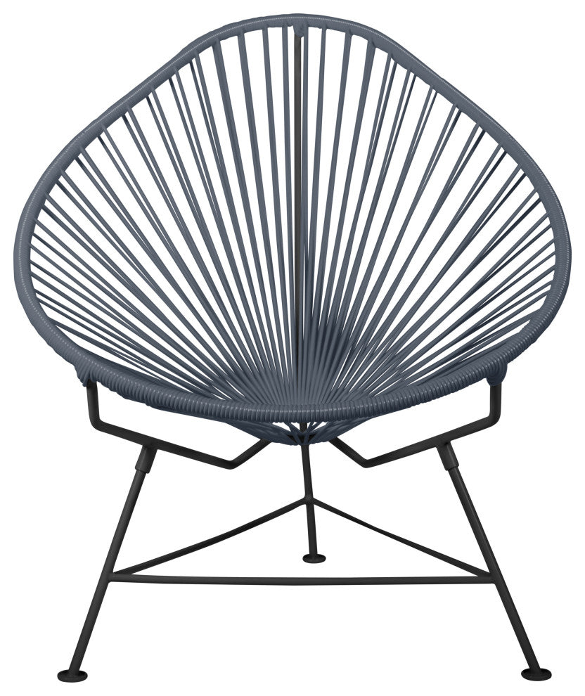 Junior Indoor/Outdoor Handmade Acapulco Chair, Gray Weave, Black Frame