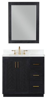 Altair Gazsi Black Oak Bathroom Vanity Set, 36", With Mirror