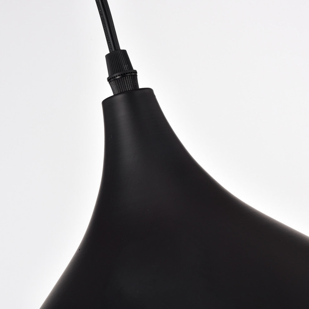 CHLOE Walter Industrial 1 Light Textured Black Mini Pendant Ceiling Fixture 14"W