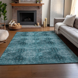 Premium Machine Washable Mayfield AMF557 Teal 8' x 10' Rug