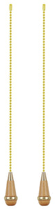 Aspen Creative 20502-X, 12" Wooden Knob Pull Chain with Polished Brass Accents,