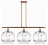 Ballston-Rochester 3-Light 39" Stem Island Light, Antique Copper, Clear
