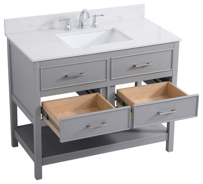 Skylar 42" Single Bathroom Vanity, Gray, With Backsplash
