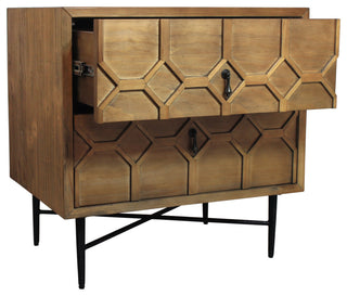 Samara 2-Drawer Recycled Pine Wood Nightstand, Natural Finish