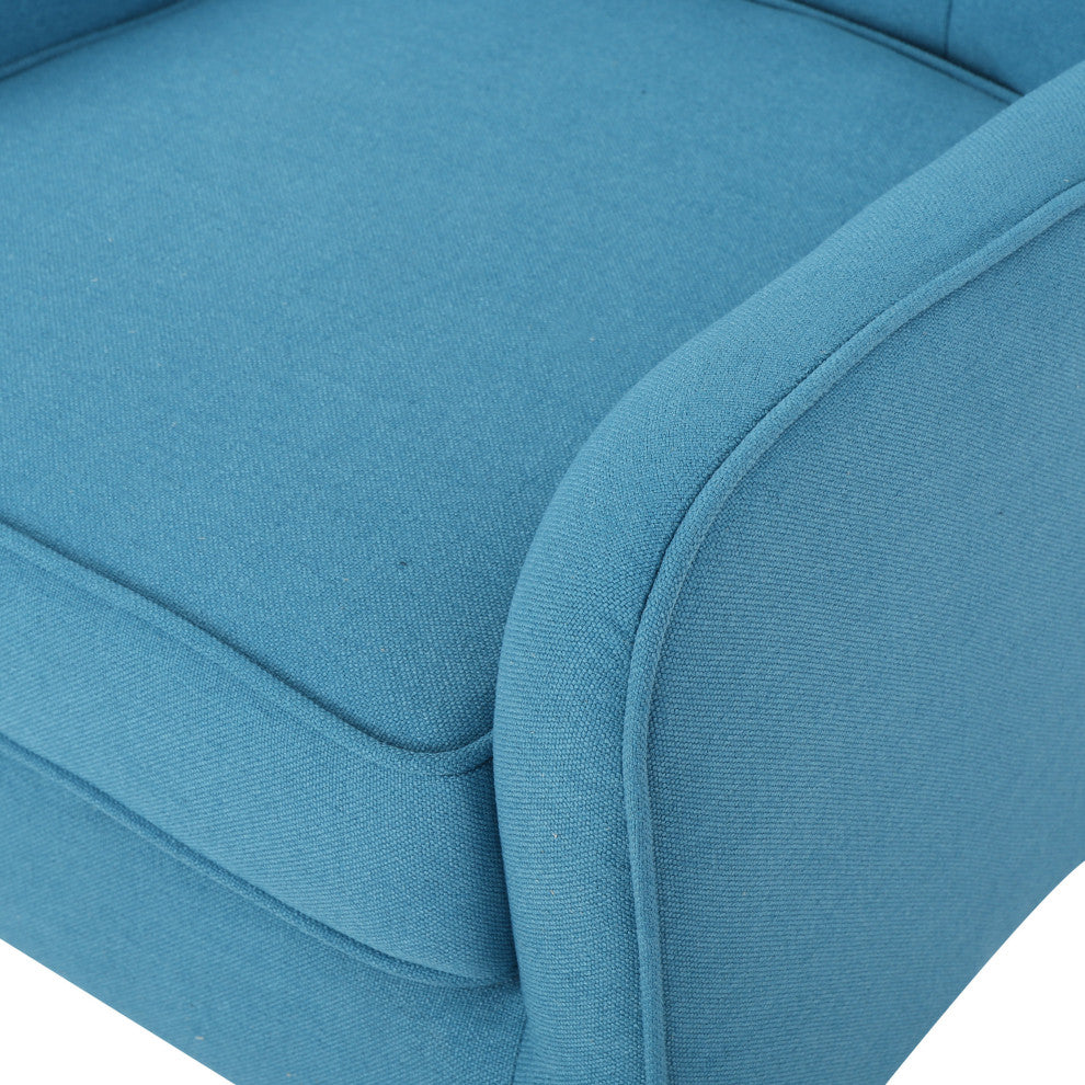 GDF Studio Fontinella Mid-Century Modern Fabric Tufted Arm Chair, Teal, Set of 2