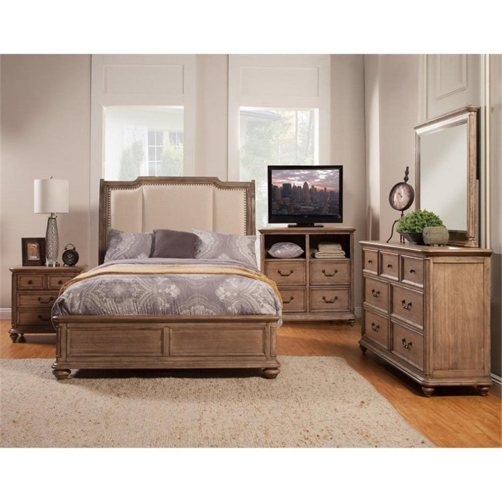 Alpine Furniture Melbourne Wood Mirror in French Truffle (Brown)