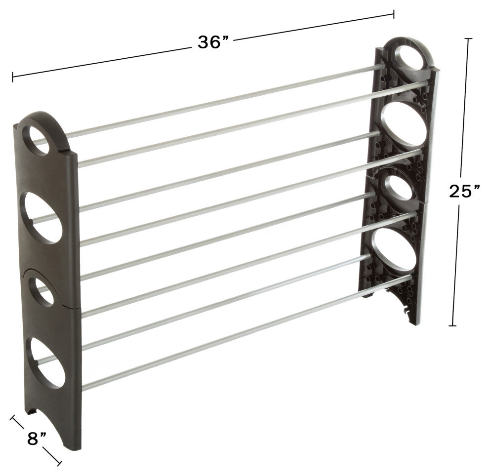 Stackable Shoe Rack 4-Tier Freestanding Organizer for Closets or Entryway