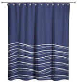 Wavy Lines On Navy 71x74 Shower Curtain