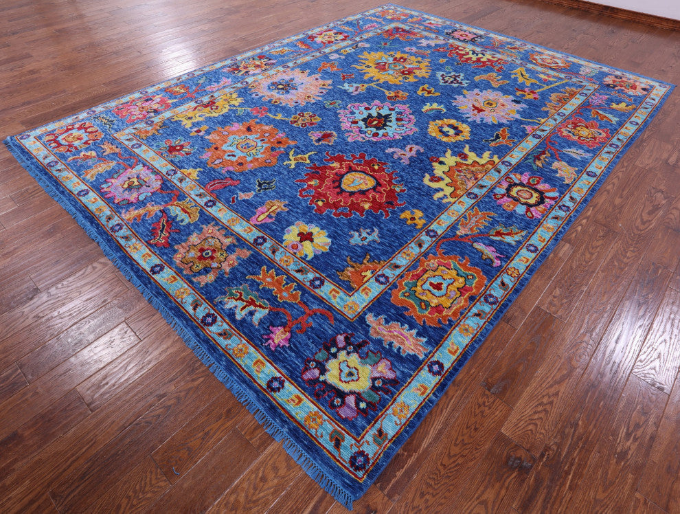 Hand-Knotted Turkish Oushak Wool Rug 9' 2" X 12' 2" - Q14795