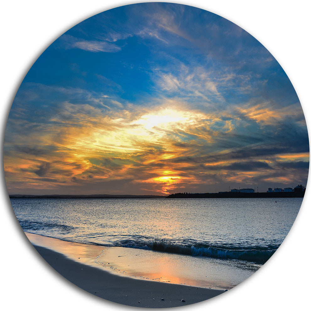 Bright Colorful Sydney Sky Over Beach, Seashore Round Artwork, 11"