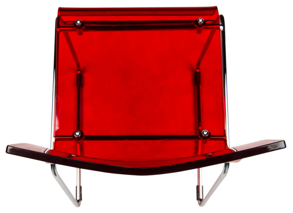 LeisureMod Lima Lucite Acrylic Dining Side Chairs, Transparent Red