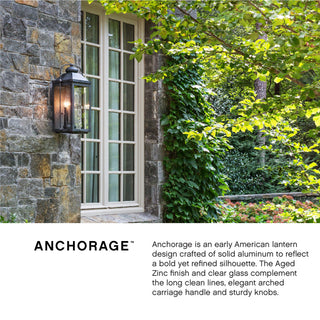 Hinkley Anchorage Medium Wall Mount Lantern, Aged Zinc