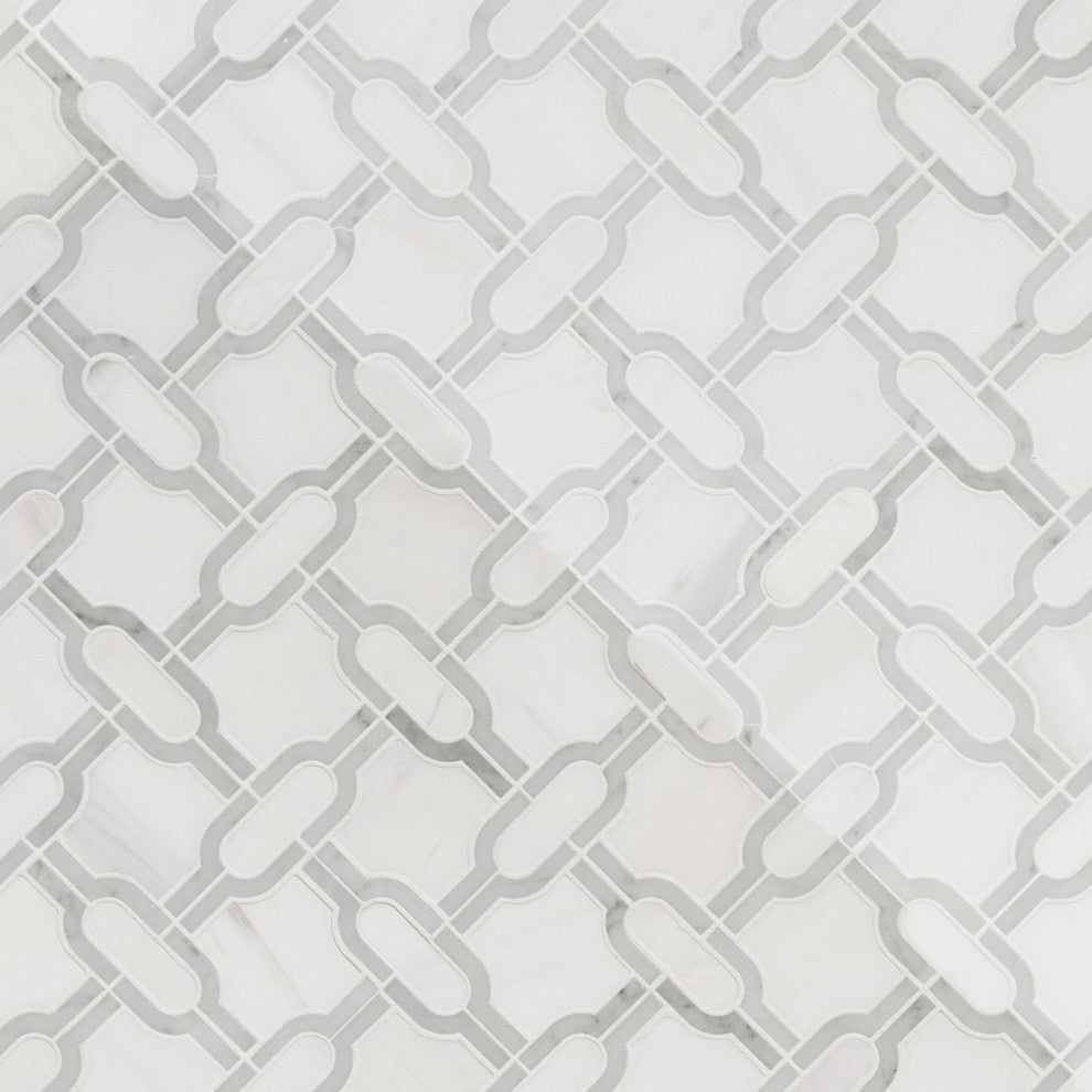MSI SMOT-GRIDP 12" x 12" Specialty Linked Mosaic Floor and Wall - Bianco