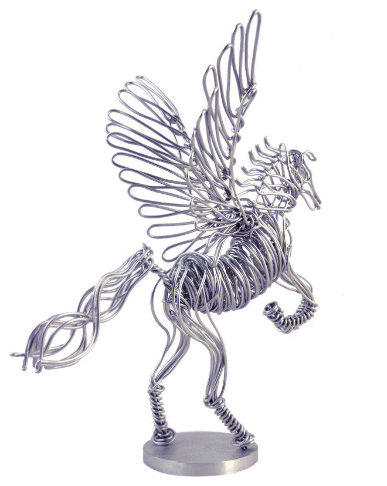 Contemporary Metal Wire Pegasus Sculpture, American Handmade
