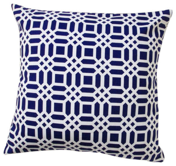 Indoor 20" Vivid Lattice In Navy Blue Or Orange Throw Pillow, Pillow Cover Only,