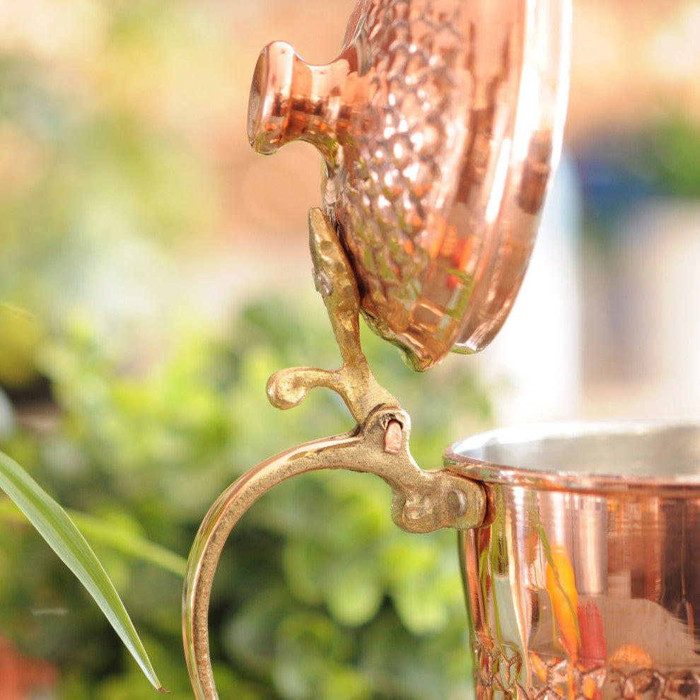 BeldiNest Hand Chiseled Round Copper Pitcher