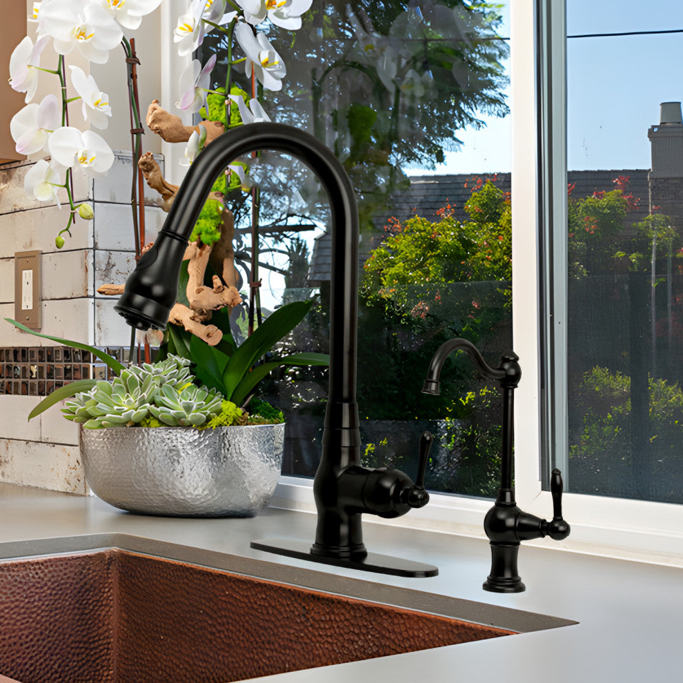 One-Handle Copper Drinking Water Filter Faucet Water Purifier Faucet, Matte Blac