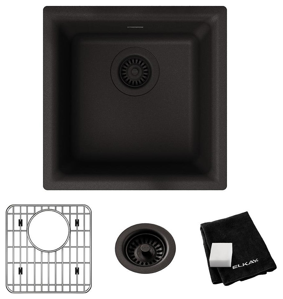 Elkay Quartz Classic Dual Mount Bar Sink Kit, Black