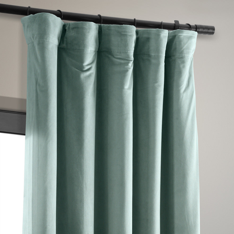 Signature Blackout Velvet Curtain Single Panel, Skylark Blue, 50"x96"