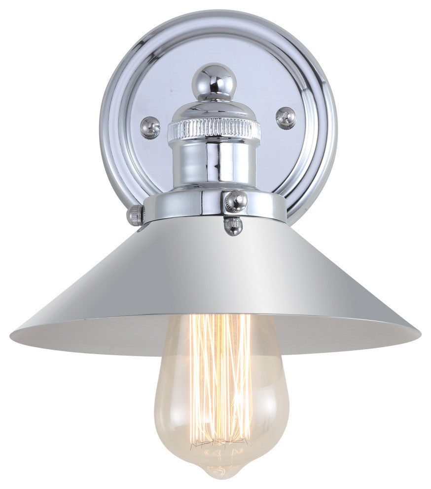 June Metal Shade Sconce, Chrome, 1-Light