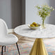 Dining Table, Round, Artificial Marble, Metal, Gold White, Modern, Cafe Bistro