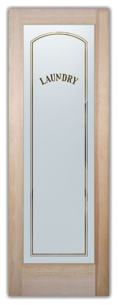 Laundry Door - Classic Arched Capitals - Primed - 30" x 96" - Knob on Right...