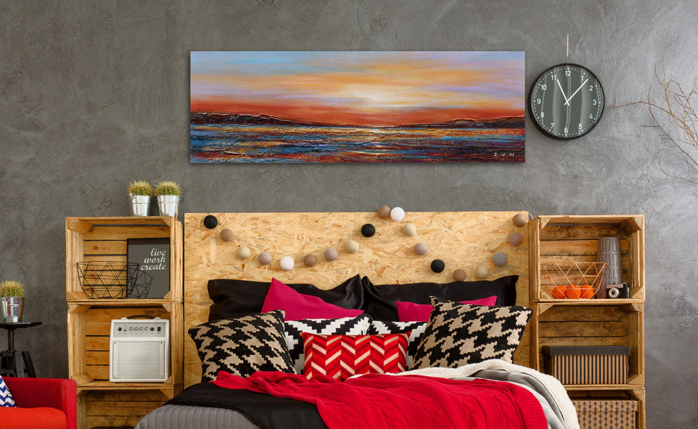 "Sunset Dreams II" Hand Painted Canvas Art, 60"x20"