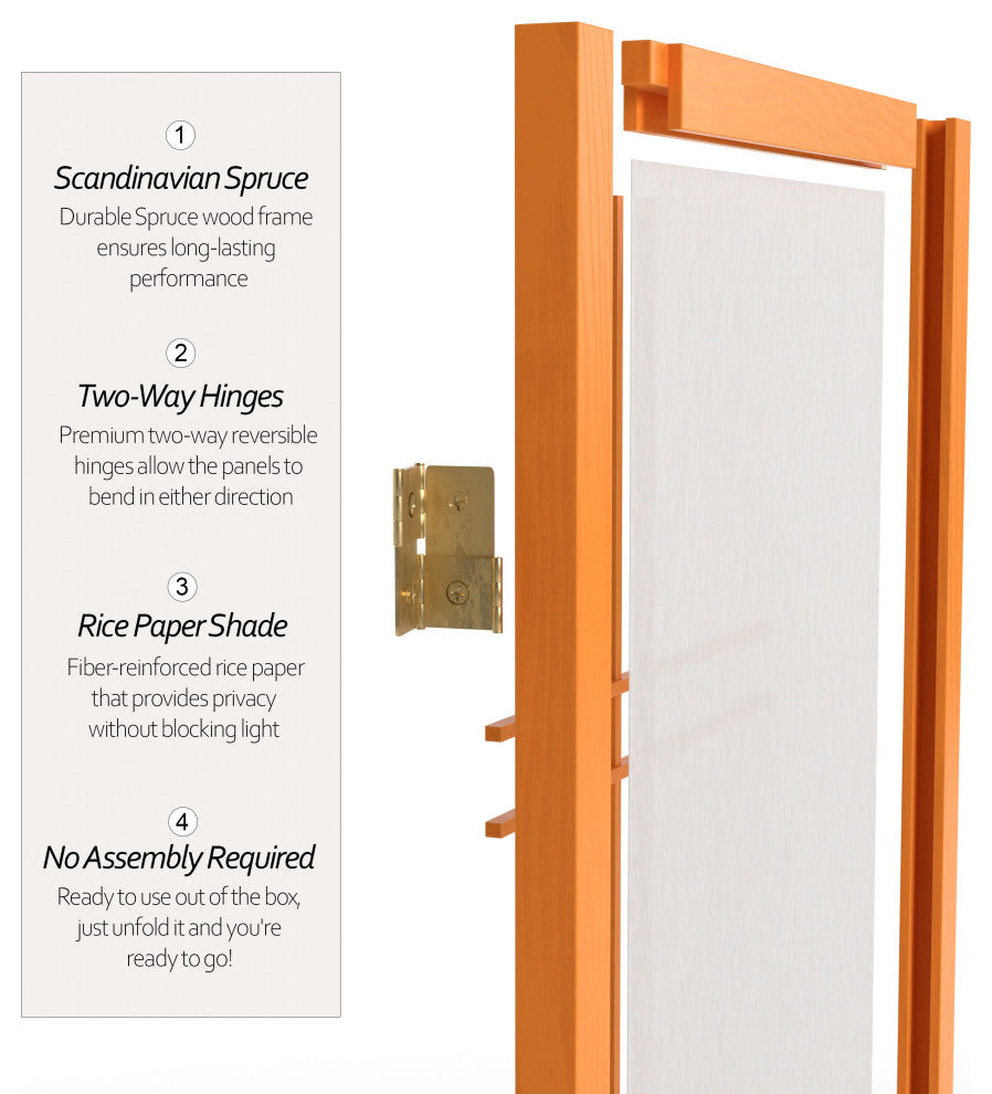 2' Tall Desktop Double Cross Shoji Screen, Honey, 4 Panels
