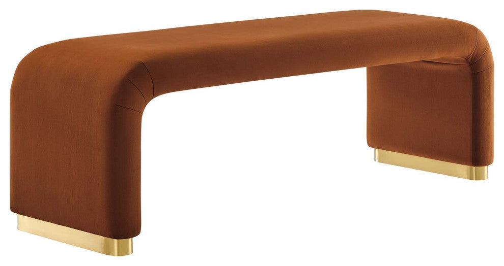 Koda Performance Velvet Waterfall Long Bench - Brass Rust